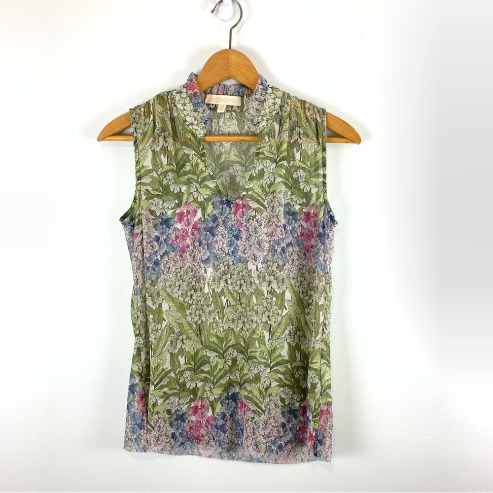 Etcetera Silk Floral Tank Top Size 00 Spring Florals